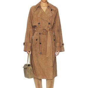 Suede Trench Coat in Toffee